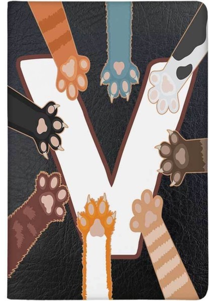 Patili V Harfi Desenli Deri Pet Evcil Hayvan Kedi Köpek Pasaport Sağlık Karnesi Kabı Kılıfı