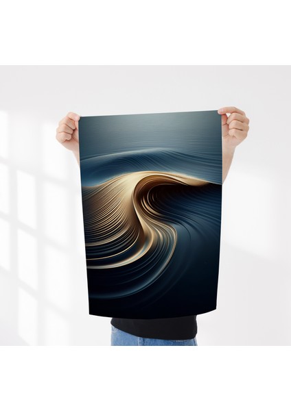 Rosa Art Çerçevesiz Poster 2'li Set | Yelkenli Gemi ve Soyut Sarı Dalga Posteri | Modern Dekorasyon Poster modelleri