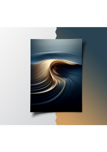 Rosa Art Çerçevesiz Poster 2'li Set | Yelkenli Gemi ve Soyut Sarı Dalga Posteri | Modern Dekorasyon Poster