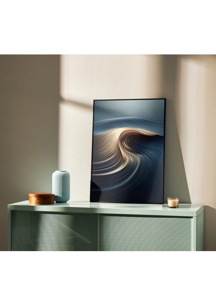 Rosa Art Çerçevesiz Poster 2'li Set | Yelkenli Gemi ve Soyut Sarı Dalga Posteri | Modern Dekorasyon Poster