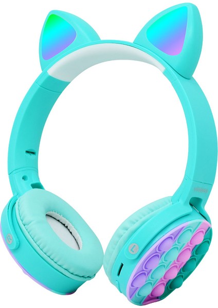 Inc CXT-950 Rgb LED Işıklı Kedi Kulağı Band Tasarımı Ayarlanabilir Katlanabilir Kulak Üstü Bluetoot