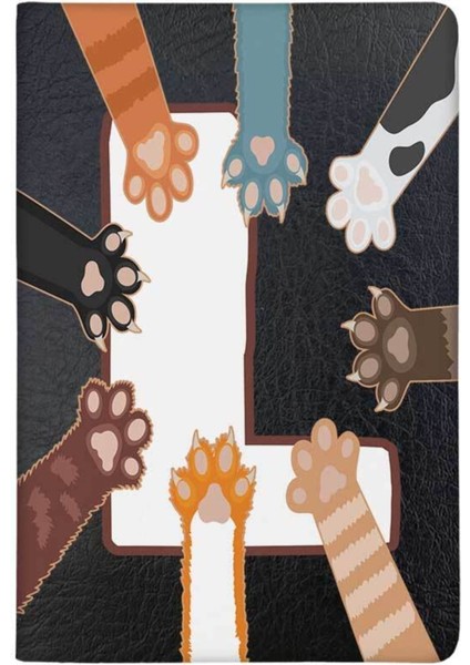 Patili L Harfi Desenli Deri Baskılı Evcil Hayvan Pet Kedi Köpek Pasaport Kılıfı Karnesi