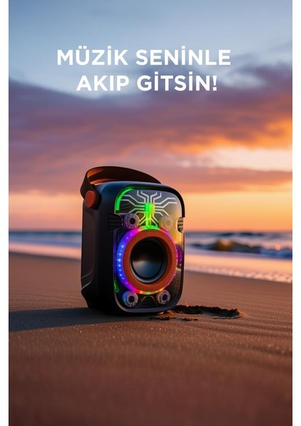 D77 Siyah Taşınabilir Bluetooth Hoparlör 10W Rgb Işıklı Güçlü Baslı fiyatları
