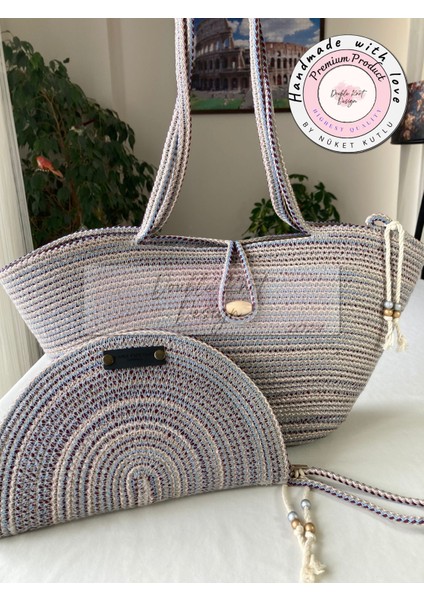 Bailey 2li Takım Plaj Çantası , El Çantası Clutch, Totebag, Kadın Çanta, Yazlık, Hediyelik, hasır Jüt Tress modelleri