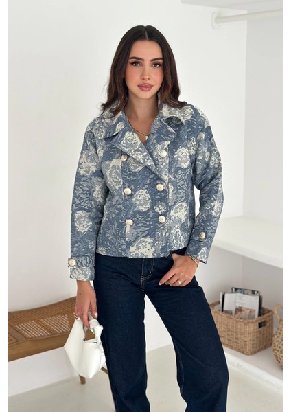 Düğme Detaylı Jakarlı Denim Ceket fiyatları