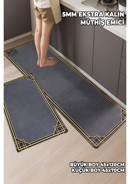 2 Adet Su Emici Paspas Seti - 45X120 ve 45X70 cm - 5mm Kalınlık Ekstra Su Emici Banyo Mutfak Paspası fiyatları