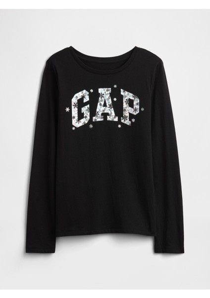 Kız Çocuk Siyah Grafik Baskılı T-Shirt