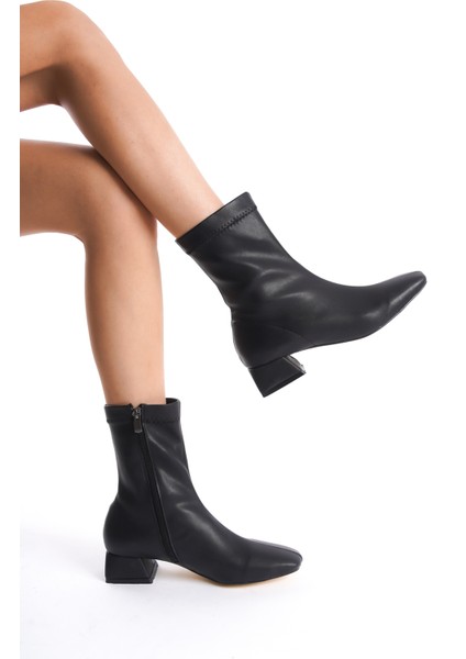 Kadın Topuklu Bot Sivri Burun Orta Boy Ökçe Suni Deri Günlük Klasik Bot Topuk 6 cm fırsatları