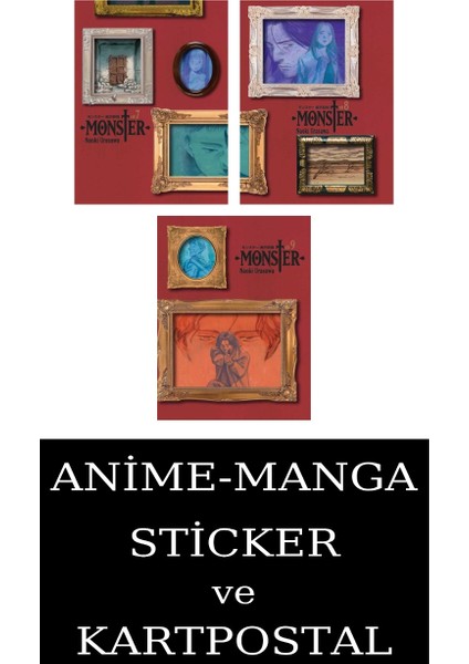 Monster 7-8-9 Manga Seti (3 Kitap) / Anime-Manga Sticker ve Kartpostal Hediye