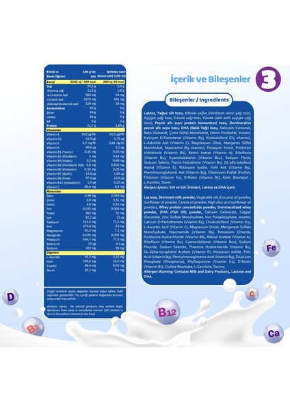 3 Devam Sütü 400 gr 9-12 Ay 10 Adet