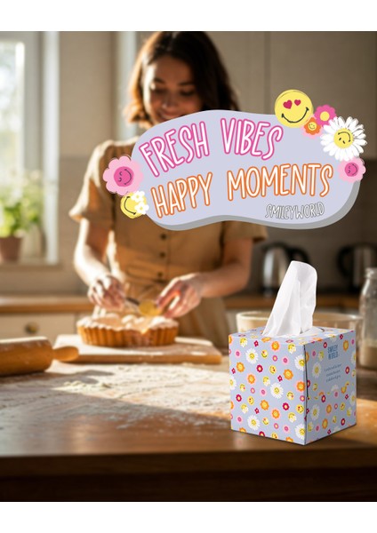 Smileyworld Ultra Yumuşak Mendil - Küp Tasarım, 48 Yaprak/ kutu, 20 Kutu/ koli Ekonomik Kutu Kağıt Mendil