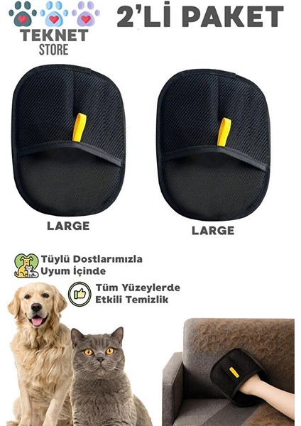 Kedi Köpek Tüy Toplayıcı Yıkanabilir Statik Eldiven Koltuk Halı Elbise Tüy Temizleme Aparatı 2'li