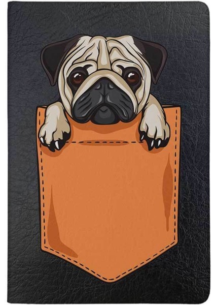 Cep Pug Desenli Deri Pet Evcil Hayvan Kedi Köpek Pasaport Sağlık Karnesi Kabı Kılıfı