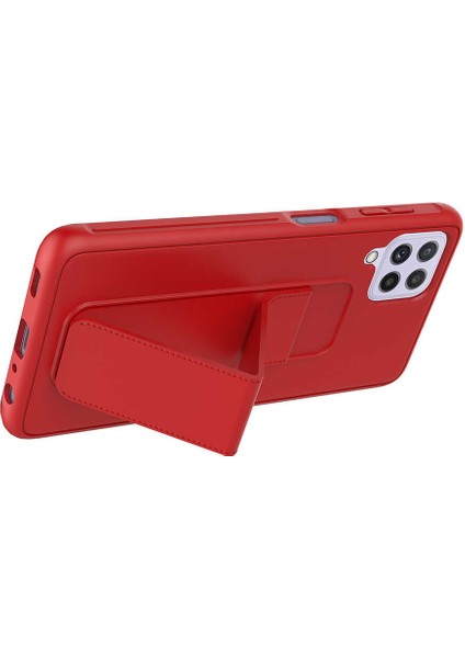 Galaxy A22 4g Kılıf Inc Qstand Kapak-Kırmızı fiyatları