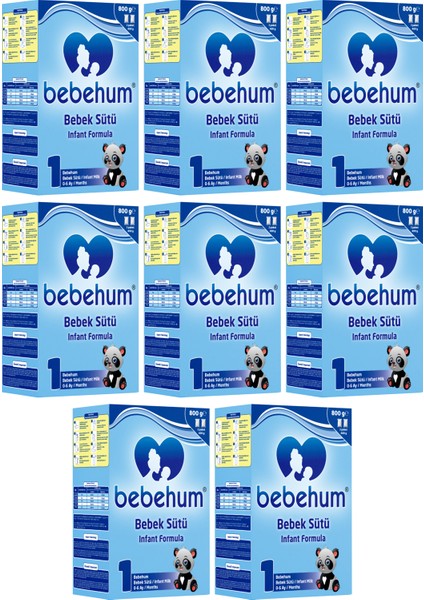 1 Bebek Sütü 800 gr 0-6 Ay 8 Adet