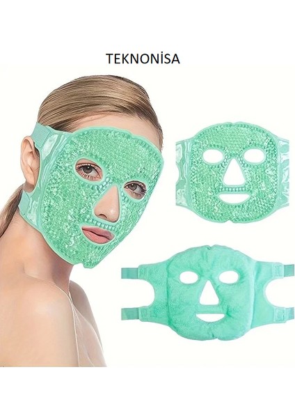 Terapi Jel Yüz Maskesi Soğuk ve Sıcak Boncuklu Ayarlanabilir Sıkıştırmalı Maske (Yeşil)