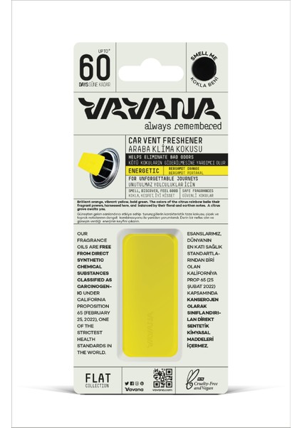 Araba Klima Kokusu, Flat Oto Kokusu, Bergamot Portakal Aromalı, 60 Gün Etkili Araç Kokusu - Energetic