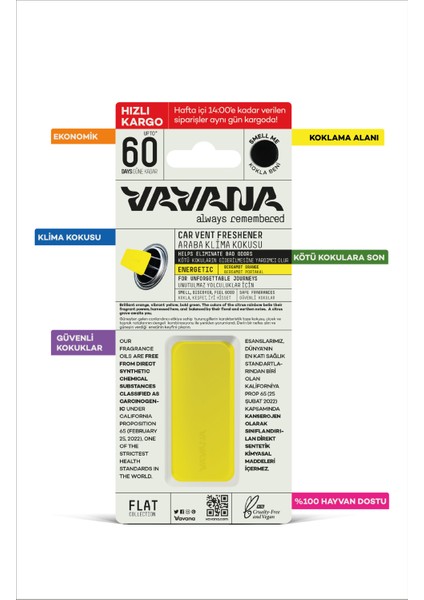 Araba Klima Kokusu, Flat Oto Kokusu, Bergamot Portakal Aromalı, 60 Gün Etkili Araç Kokusu - Energetic modelleri