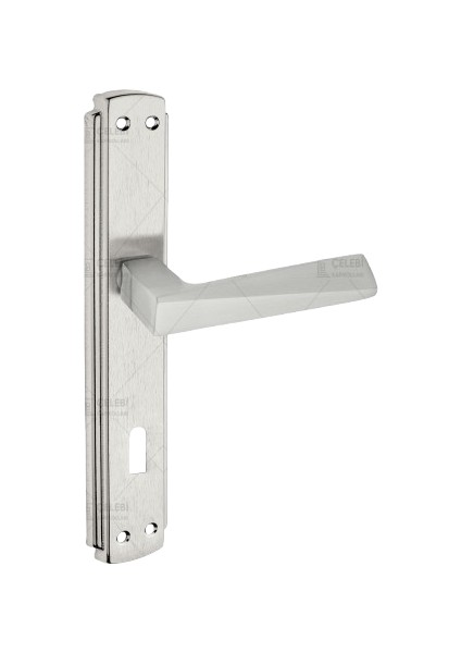 Piramit Kol Aynalı Nikel Saten Oda Kapı Kolu