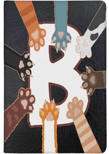 Patili B Harfi Desenli Deri Pet Evcil Hayvan Kedi Köpek Pasaport Sağlık Karnesi Kabı Kılıfı