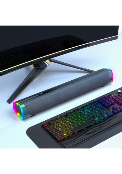 Bw-gs2 Rgb Renkli Işıklı Oyuncu Bilgisayar Hoparlörü-füme