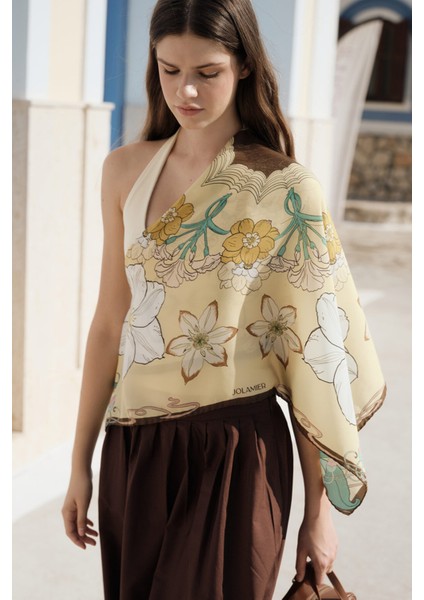 Desenli Modal Eşarp Manolya Soft Sarı fiyatları