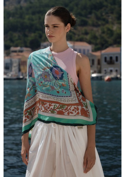 Desenli Modal Eşarp Enjoy Yeşil