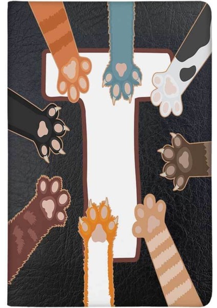 Patili T Harfi Desenli Deri Pet Evcil Hayvan Kedi Köpek Pasaport Sağlık Karnesi Kabı Kılıfı