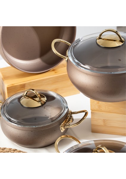 Yonca Güveç 7 Parça Altın Kulp Küre Tencere Seti Bakır fiyatları