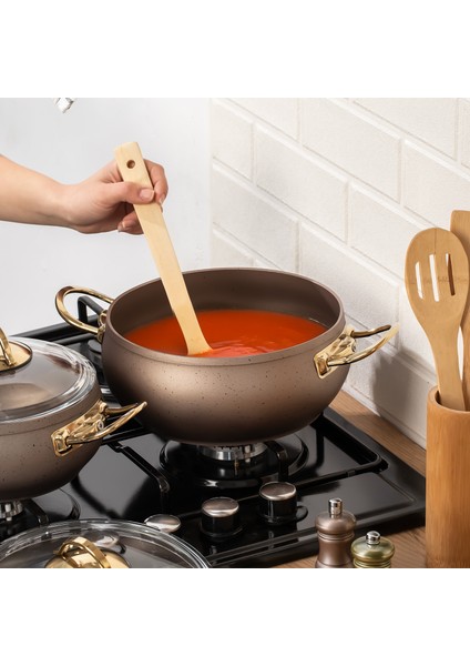 Yonca Güveç 7 Parça Altın Kulp Küre Tencere Seti Bakır modelleri