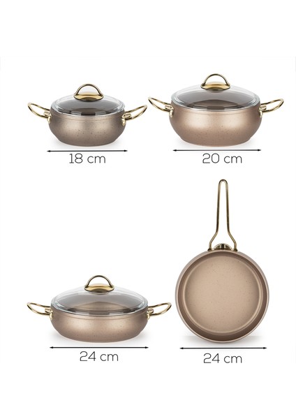 Yonca Güveç 7 Parça Altın Kulp Küre Tencere Seti Bakır fırsatları