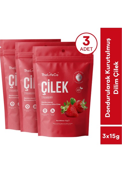 Freeze Dried - Dondurularak Kurutulmuş Dilim Çilek 3'lü Paket