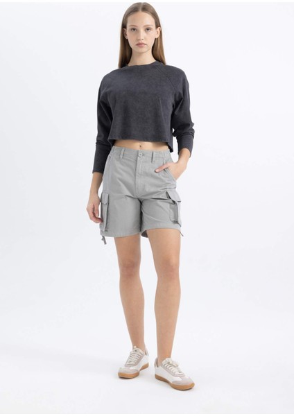 Coool Loose Fit Yıkamalı Soluk Efektli Uzun Kollu Tişört