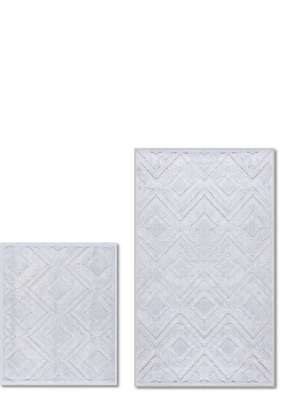Draco Doğal Pamuklu 2'li Banyo Paspas & Halı Seti 60X100 50X60 Grey