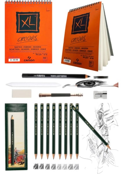 Canson Croquıs Xl Spiralli Eskiz Defteri A5 50 Yp 90 gr Eskiz Set