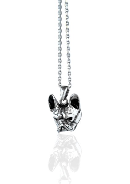 Fransız Bulldog Cinsi Köpek Unisex Tasarım Parlak Tasarım 925 Ayar Gümüş Kolye modelleri