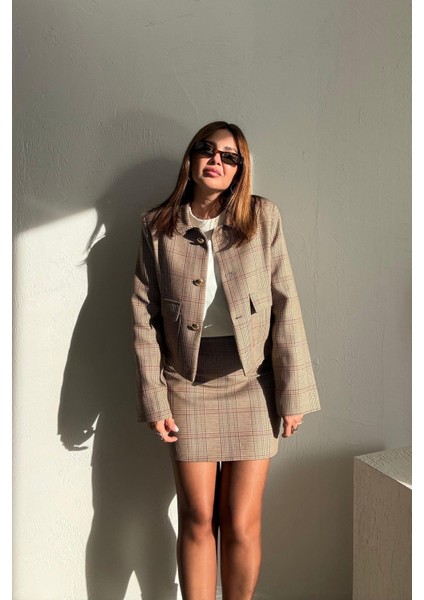 Toprak Ekoseli Etek Ceket Takım fırsatları