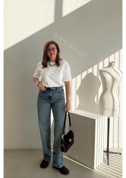 Mavi Asimetrik Paça Jean fiyatları