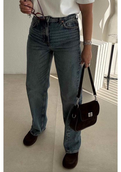 Mavi Asimetrik Paça Jean indirimleri