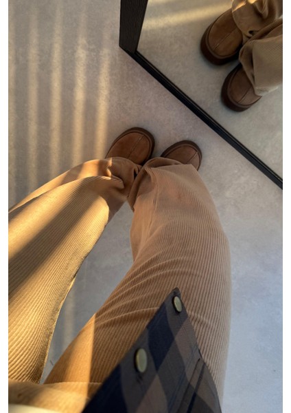 Acı Sarı Kadife Fitilli Pantolon