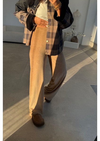 Acı Sarı Kadife Fitilli Pantolon modelleri