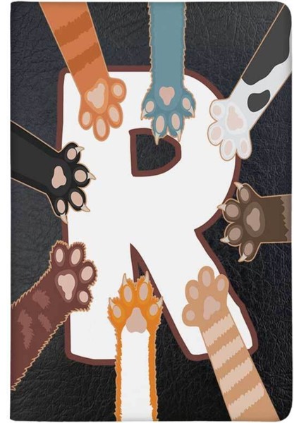 Patili R Harfi Desenli Deri Pet Evcil Hayvan Kedi Köpek Pasaport Sağlık Karnesi Kabı Kılıfı