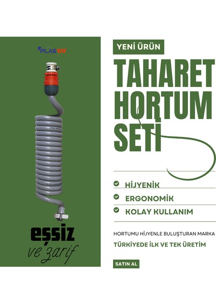 Spiral Wc Hortumu Rekorlu ve Duvar Sabitlemeli Gri 1.5 Metre Set
