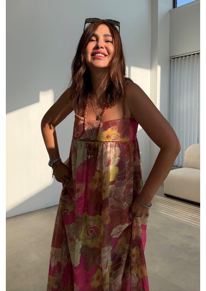 Çiçek Baskılı Tül Elbise fırsatları