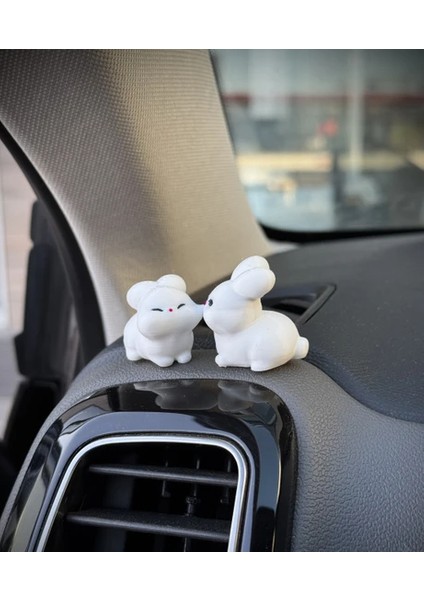 Tatlı Tavşan Çift Sert Plastik Sevgiliye Hediye Araç Içi Aksesuar, Araba Klima Süsü