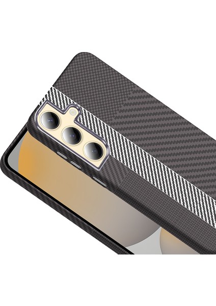 Galaxy S24 Kılıf M-Safe Şarj Özellikli Karbon Fiber Görünümlü Inc Gros Kapak - Gri-Siyah fırsatları