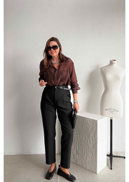 Siyah Kemerli Havuç Pantolon