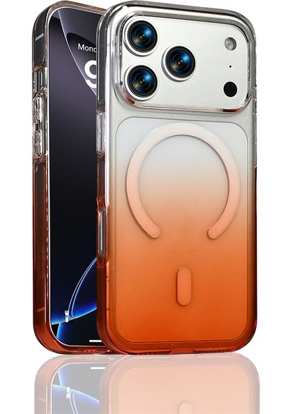 iPhone 17 Pro Max Kılıf M-Safe Şarj Özellikli Zore Septik Silikon Kapak - Turuncu fiyatları