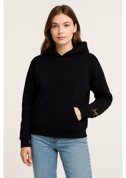 Kadın Üç Ip Şardonlu Beren Kapüşonlu Sweat Siyah fiyatları
