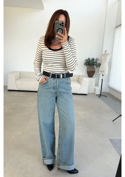 Paçası Katlamalı Düğmeli Jean modelleri